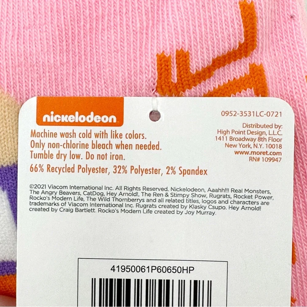 Nickelodeon Womens No Show Socks Rugrats Hey Arnold 5 Pairs Retro 90s Fun Gift